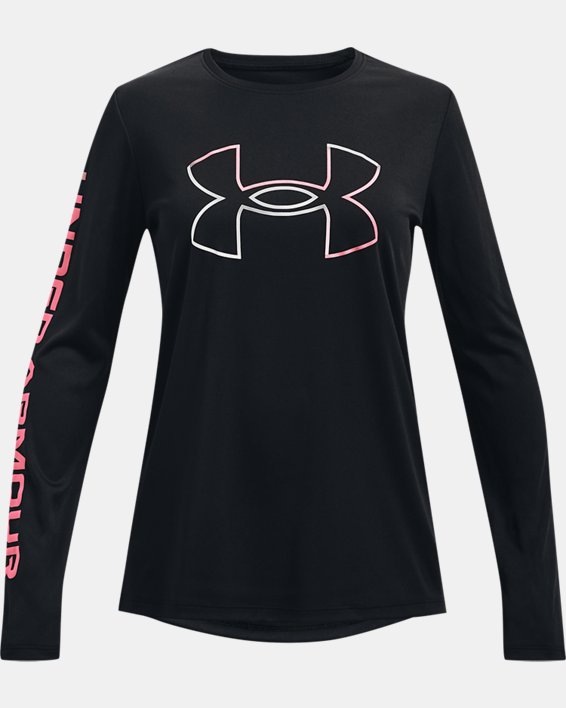Meisjesshirt UA Tech™ Big Logo met lange mouwen, Black, pdpMainDesktop image number 0